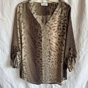 Animal print top in flattering earth tones